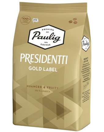 Миниатюра фотографии Paulig кофе в зернах presidentti gold label 1 кг