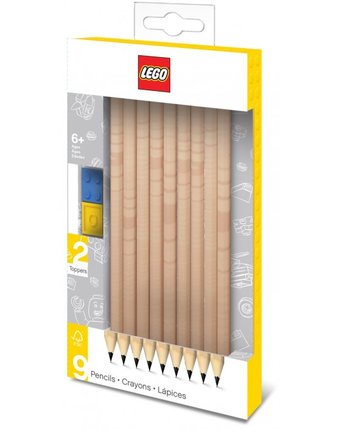 Миниатюра фотографии Lego набор простых карандашей (9 шт.) с 2 насадками в форме кирпичика