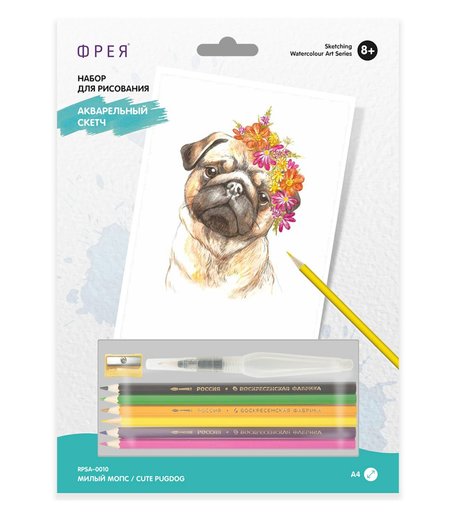 Раскраска по шаблону ФРЕЯ Милый мопс