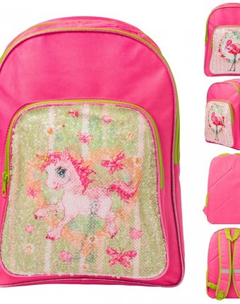 Миниатюра фотографии Action рюкзак с двусторонними пайетками фламинго/единорог 41x30x13 см