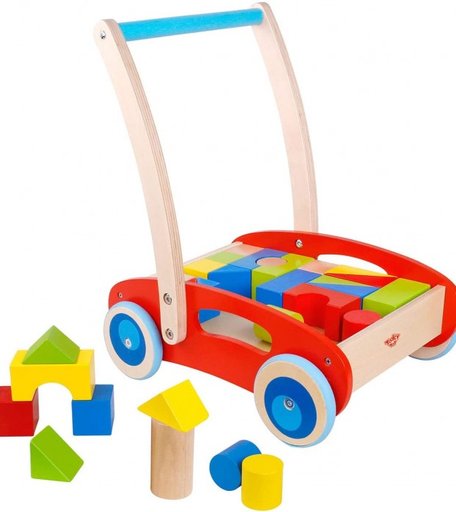 Деревянная игрушка Tooky Toy Тележка с кубиками TKC281A
