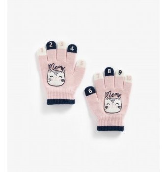 Перчатки "Котенок" с цифрами, розовый
