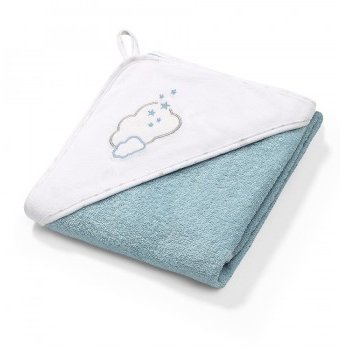 Полотенце с капюшоном BabyOno "Soft", 100 х 100 cм, белый, голубой