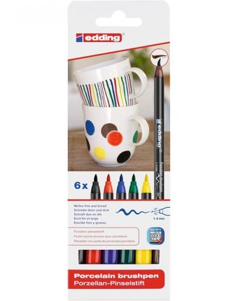Edding Набор Кисть-ручка для письма по фарфору 6 цветов 4200_1