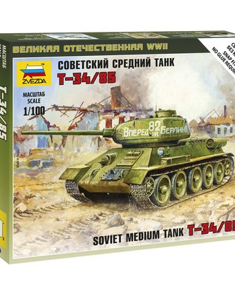 Миниатюра фотографии Сборная модель звезда советский средний танк т-34/85 1:100