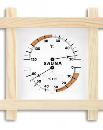 Миниатюра фотографии Tfa аналоговый термогигрометр для сауны с деревянной рамой  40.1008