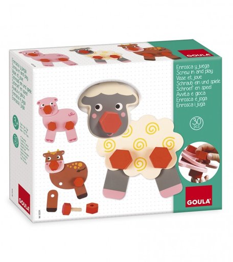 Деревянная игрушка Goula Конструктор Вкручивай и играй Животные фермы