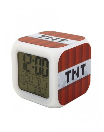Часы Pixel Crew будильник Блок ТНТ взрывчатки пиксельные с подсветкой
