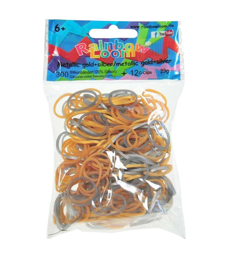 Набор резиночек для плетения Rainbow Loom для плетения Silicone metalli серебро/золото 300 шт