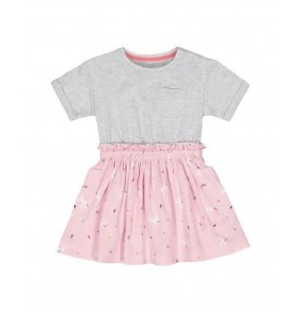 Платье с имитацией футболки и юбки, розовый, серый