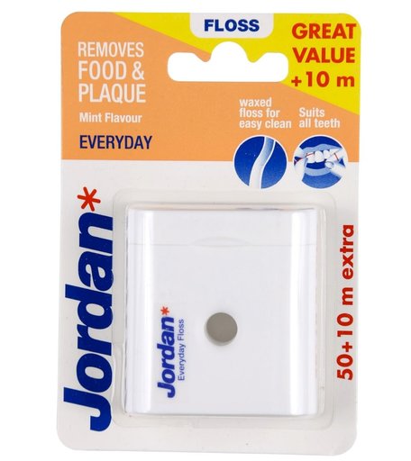 Зубная нить JORDAN Dental Floss Everyday вощеная с мятным вкусом, 60 m