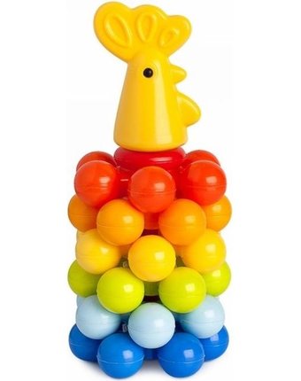 Пирамидка Росигрушка Петушок с шариками, 20 см