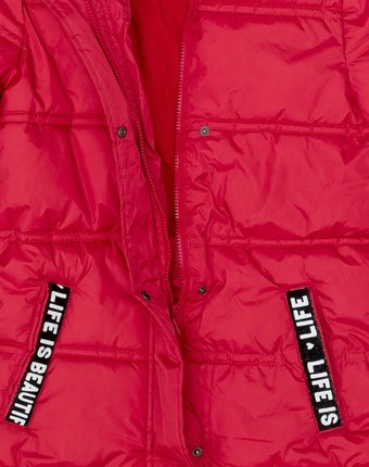 Миниатюра фотографии Розовое зимнее пальто с поясом button blue