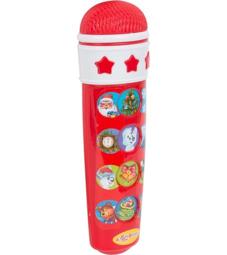 Микрофон Азбукварик Караоке новогоднее красный 15 см