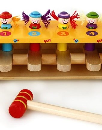 Миниатюра фотографии Деревянная игрушка mapacha набор с молоточком прыгающие клоуны