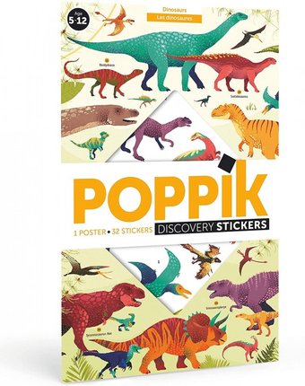 Миниатюра фотографии Poppik образовательный постер из наклеек динозавры