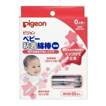Палочки ватные с липкой поверхностью Pigeon, 50 шт. белый, розовый