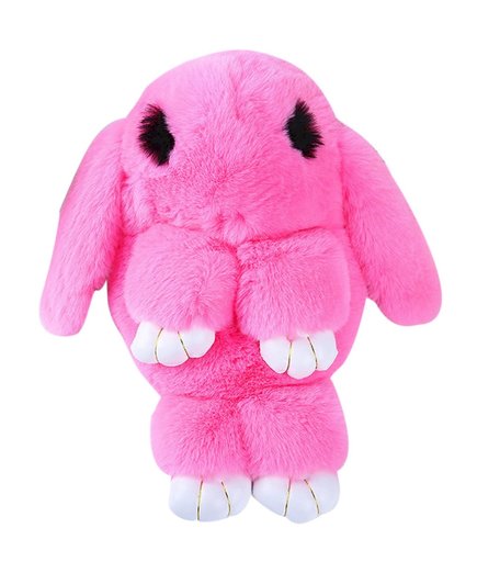 Брелок-подвеска Lemon Tree - Зайка с Ресничками Меховой (Розовый), 18 см