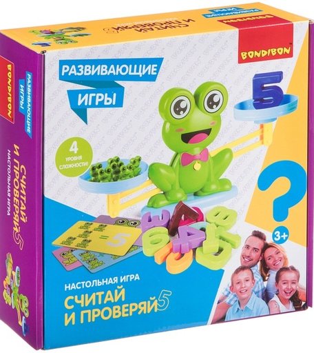 Bondibon Настольная игра Считай и проверяй с лягушатами