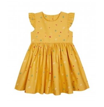 Платье с узором в цветочек, жёлтый