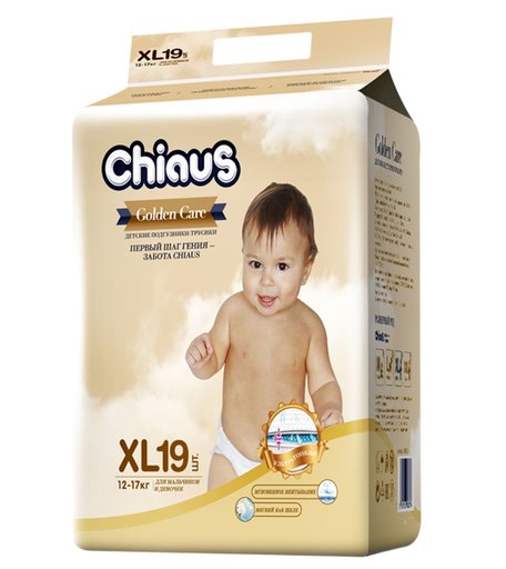 Трусики-подгузники Chiaus Golden Care, р. 4+, 12-17 кг, 19 шт