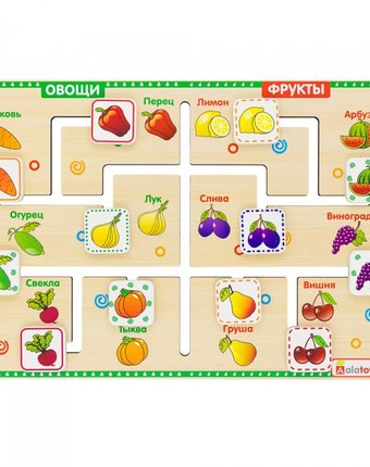 Alatoys Настольная игра Лабиринт - логика  Овощи - фрукты