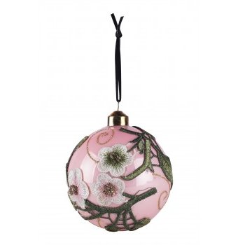 Миниатюра фотографии Стеклянный елочный шар "розовый бутон" kaemingk, 10 см, в ассортименте