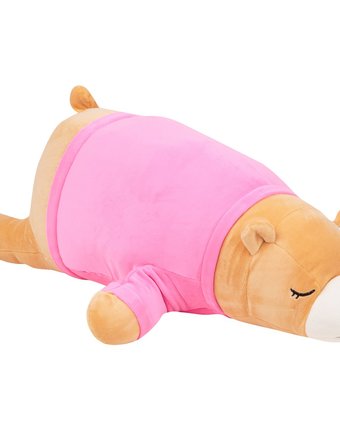 Миниатюра фотографии Мягкая игрушка игруша медведь в розовой футболке 60 см цвет: бежевый