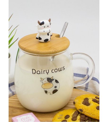 Mihi Mihi Кружка с крышкой и ложкой Коровка Dairy Cows 450 мл