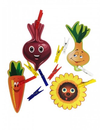 Миниатюра фотографии Сибирские игрушки игры с прищепками подсолнух, лук, морковка, свекла