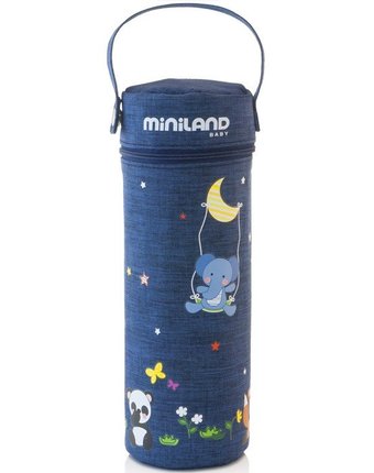 Миниатюра фотографии Термо-сумка для бутылочек miniland soft "denim" 500 мл, цвет: темно-синий