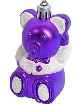 Миниатюра фотографии Елочное украшение новогодняя сказка мишка фиолетовый 8.5 см
