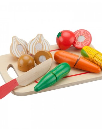 Миниатюра фотографии Деревянная игрушка new cassic toys игровой набор овощи