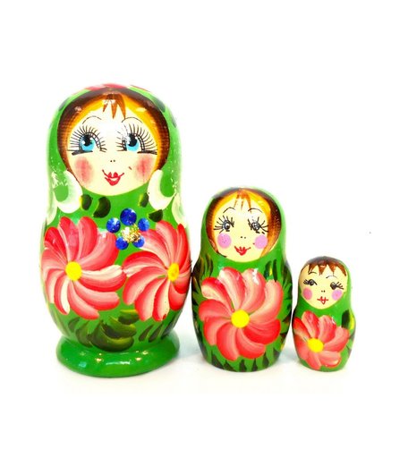 Матрешка Taowa Тройка зеленая Цветочек