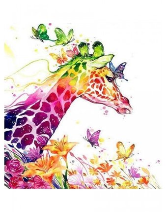 Миниатюра фотографии Котеин картина по номерам радужный жираф 30х30 см