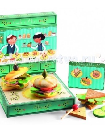 Миниатюра фотографии Деревянная игрушка djeco сэндвичи от эмиля и олив