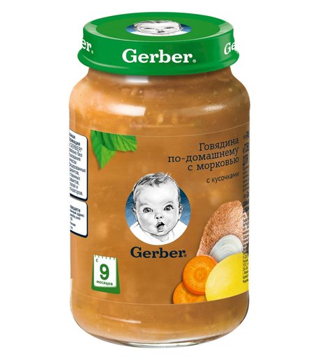 Пюре Gerber говядина по-домашнему, с 12 месяцев, 190 г