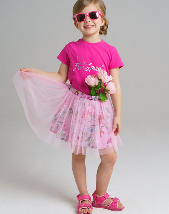 Розовая юбка с цветочным принтом и верхом из сетки