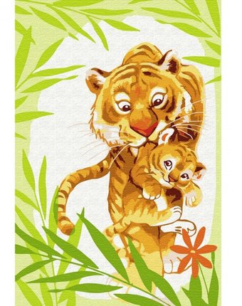 Molly Картина по номерам Тигрица с тигрёнком 20х30 см