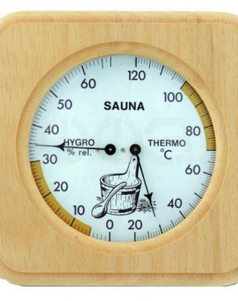 Миниатюра фотографии Tfa аналоговый термогигрометр для сауны с деревянной рамой  40.1007