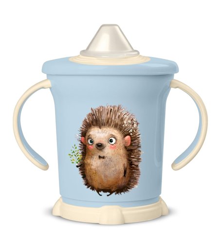 Поильник Пластишка с ручками и декором, для новорожденных