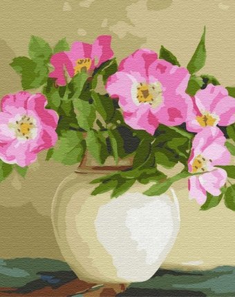 Миниатюра фотографии Molly картина по номерам с цветной схемой на холсте цветы шиповника 40х30 см