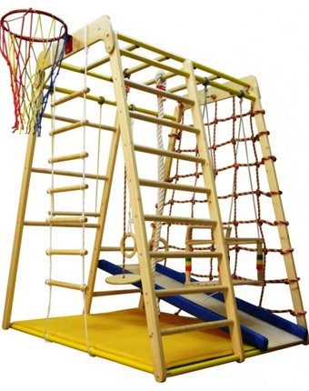 Миниатюра фотографии Вертикаль детский спортивный комплекс весёлый малыш wood горка мягкий бортик