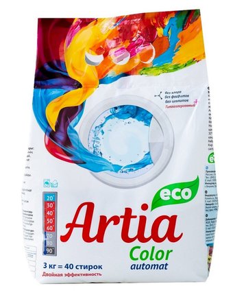 Миниатюра фотографии Стиральный порошок artia для цветного белья automat, 3 кг