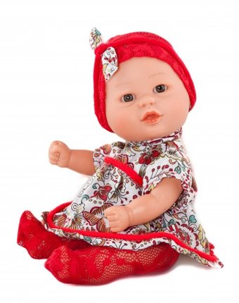 Миниатюра фотографии Dnenes/carmen gonzalez кукла-пупс бебетин в платье и красных колготках 21 см
