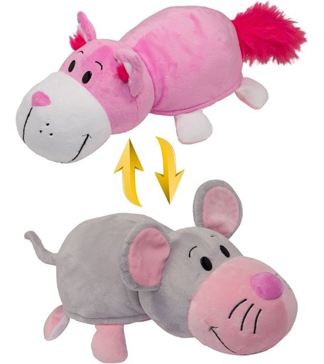 Игрушка-вывернушка 1Toy Розовый кот-Мышь 35 см цвет: розовый/серый