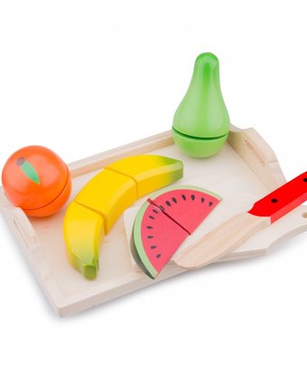 Деревянная игрушка New Cassic Toys Игровой набор продуктов поднос с фруктами