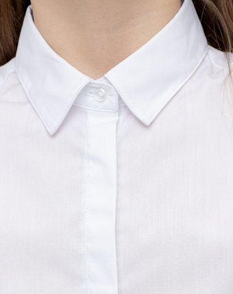 Миниатюра фотографии Блузка белая с коротким рукавом button blue