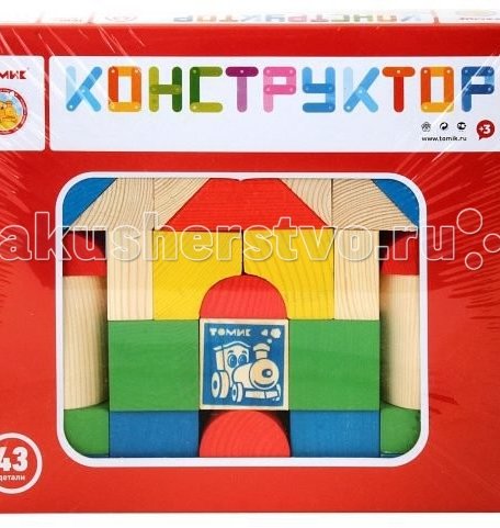 Деревянная игрушка Томик Конструктор Цветной 43 детали