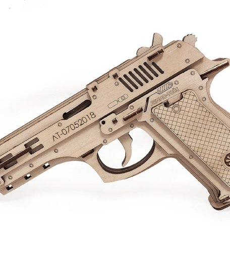 Деревянный конструктор Lemmo Пистолет-резинкострел с мишенями